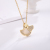 New Ginkgo biloba full of diamond-encrusted necklace French niche female fan-shaped Ins cool white shellfish pendant manufacturer direct sale