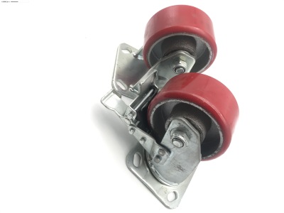 Hardware Accessories Universal Wheel Caster with Brake Wheel Trolley Wheel Nylon Wheel Red