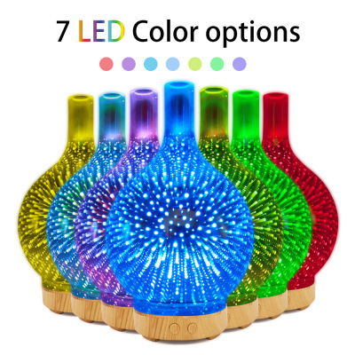 3D Glass Colorful Ultrasonic Humidifier Mini Home Office Creative Gift Humidity Aromatherapy Machine OEM