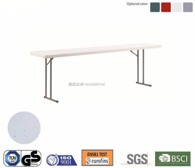 leisure 8ft 240cm white plastic rectangular meeting table with foldable steel legs for camping dining banquet 