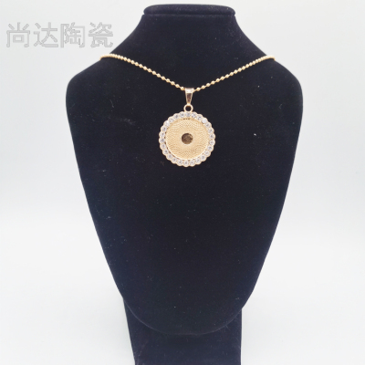 Heat transfer printing small round crystal necklace can be customized logo