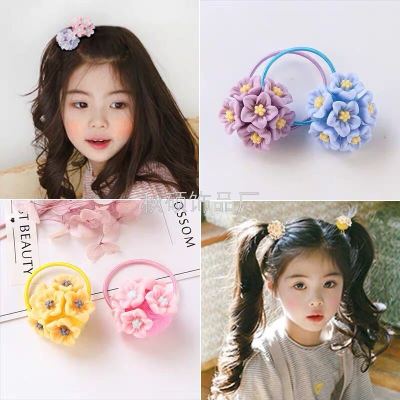 Children girls cute baby hair ring head flower girls hair rubber band does not hurt the princess hair rope headpiece