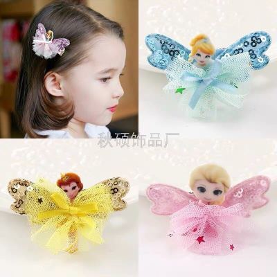 Frozen Princess hair clip bow little girl hair clip girls edge clip children hair accessories