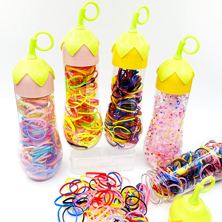 新款水果系盒装多彩一次性皮筋儿童学生发圈高弹强拉不断头饰品