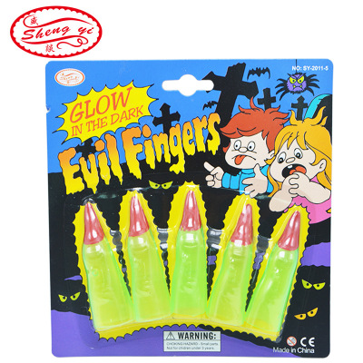 Halloween Luminous Nail Props Zombie Witch Devil Luminous Manicure Set 5 Pack Film and Television Props