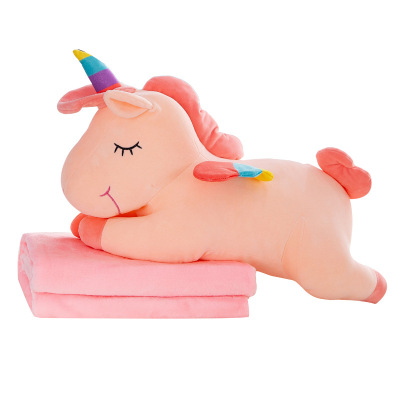 Tiktok Same Style Plush Toys (Unicorn) Air Conditioning Blanket Dual-Use Multifunctional Nap Pillow Plush Doll Pillow