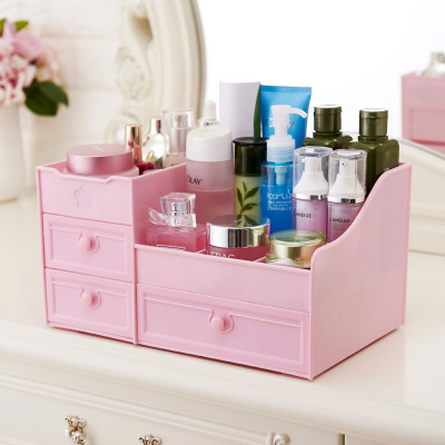 Drawer type cosmetic storage box plastic skin care products compartmentaldresser dormitory desktop storage shelf