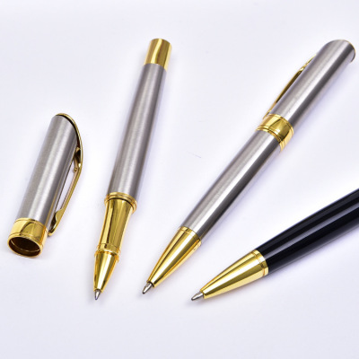 New fashion paint black ballpoint pen stainless steel smooth ballpoint pen light luxury business style signature pen ink pen