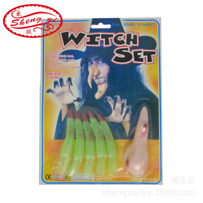 Halloween Costumes and Props Witch Suit Witch Luminous Nails Long Nose Clothing Accessories Props Wholesale