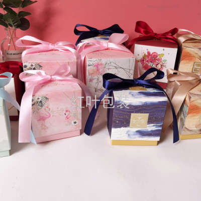 Wholesale Customized Square Belt Ribbon Bow Candy Packaging Gift Box