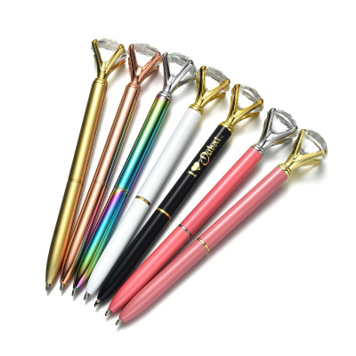 Metal ballpoint pen customized large diamond cartoon creative shape pen tip diamond pen fashionable electroplating rod ballpoint pen