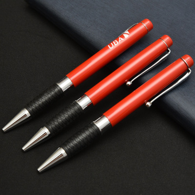 Metal ball-point pen Chinese red pressing neutral signature pen custom LOGO business advertising gifts Baozhu pen