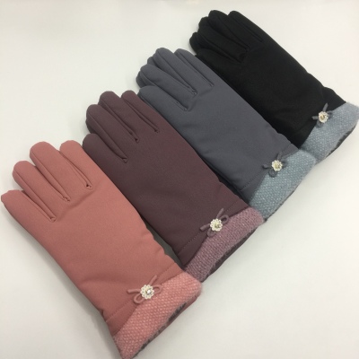 Factory direct new lady winter with velvet and thick warm waterproof gloves