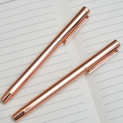 Source Factory Electroplated rose Gold Neutral Signature Pen 0.7mm gift Lady Business Baozhu Custom Logo