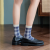 British style is versatile with blue striped plaid socks for women