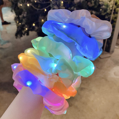  Yingmin Accessory Korean LED pig large intestine hair ring rubber band female hair tie rope colorful lights ins headband Hair Accessories