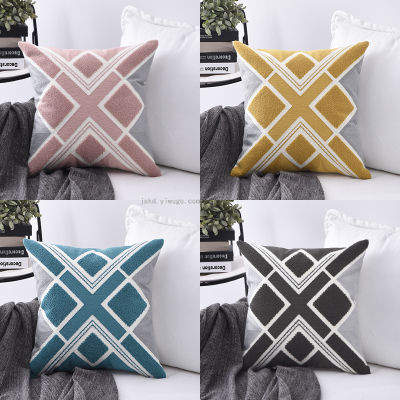 Nordic small fresh full embroidered pillow cover sofa office chair towel embroidered cushion for leaning on manufacturers direct wholesale