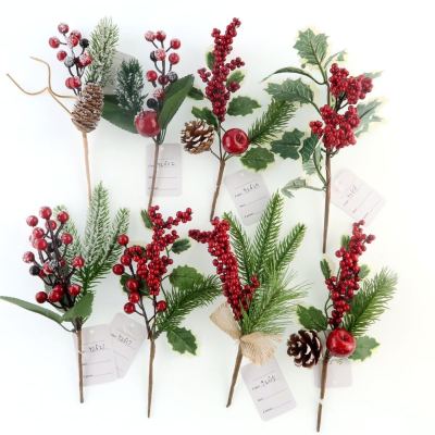 pine needles small red fruit flower arrangement accessories Christmas decoration berry plug-ins manufacturers direct