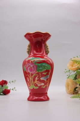 Porcelain vase peony flower opens rich red to appreciate vase mesa table wedding furnishing a festive gift