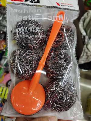Scouring Sponge Washing King Steel Wire Ball Plastic Handle Cleaning Brush Kitchen Cleaning Supplies