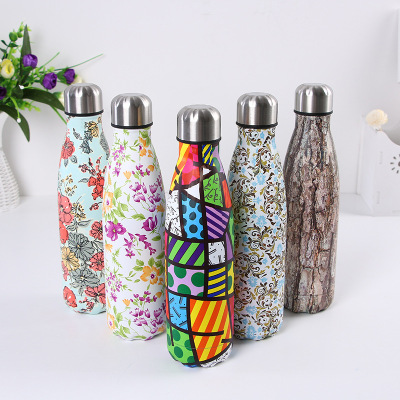Coke bottle thermos cup portable sports water cup vacuum stainless steel student creative popular logo water bottle in stock