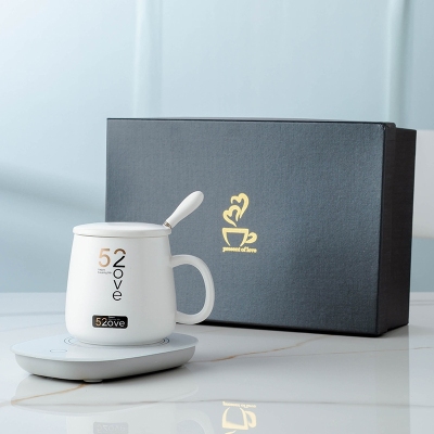 Automatic Heating Cup 55 Degree Constant Temperature Cup Coffee Thermos Cup Gift Ceramic Water Cup Gift Warm Cup Customized Logo