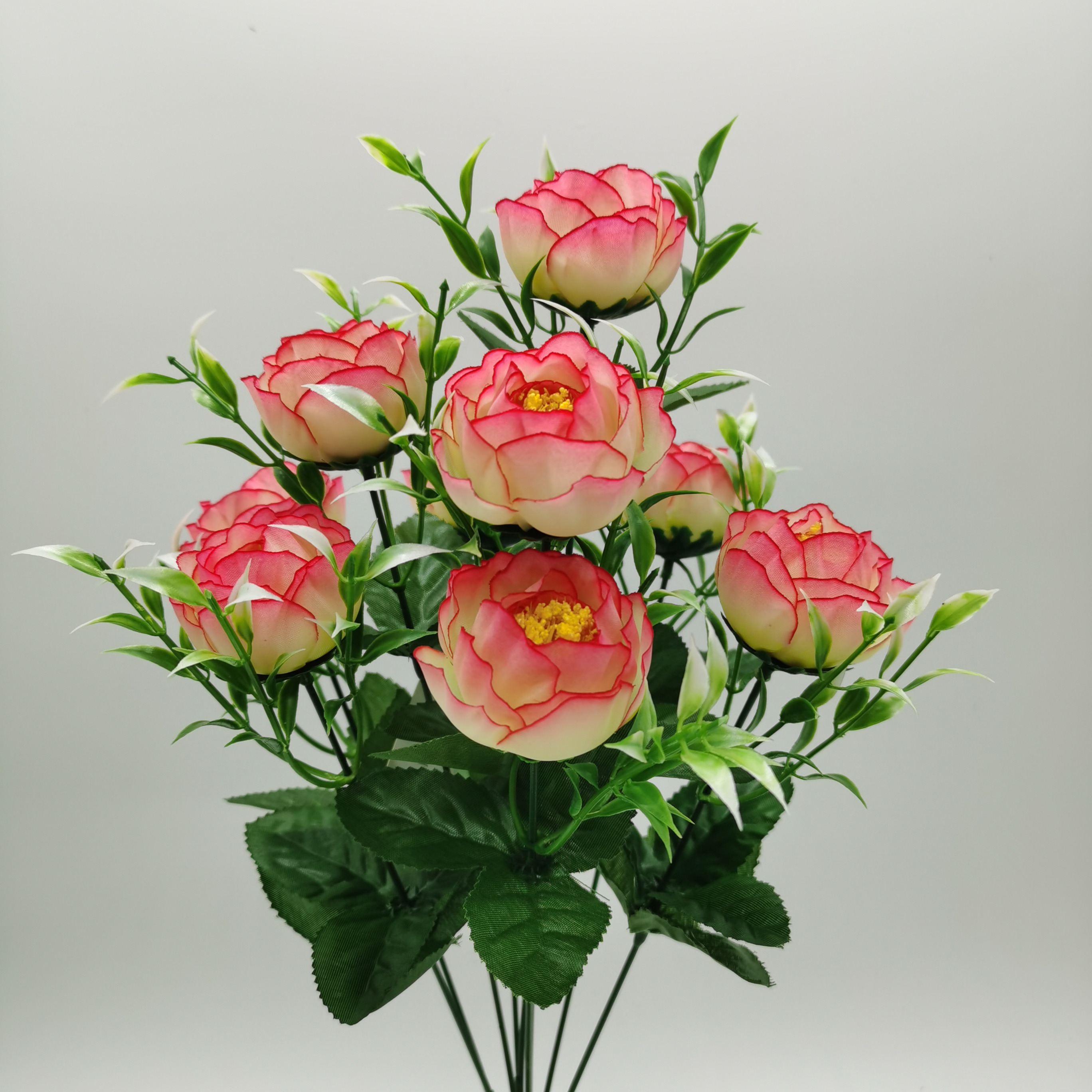 厂家批发 9头玫瑰苞芯 货源直销 家居工程室外装饰小把束假花