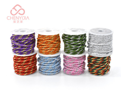 Color and gold braided pendant bracelet with multi-strand braid is durable and can be customized
