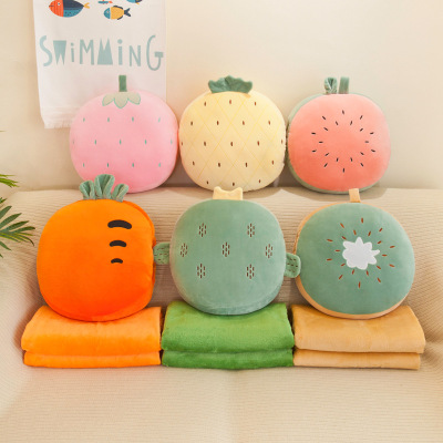 Yl055 Fruit Pillow Quilt Dual-Use Office Cushion Three-in-One Hand Warmer Artifact Nap Air Conditioning Blanket