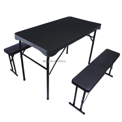wood grain HDPE plastic beer pong table ,foldable training table and bench set