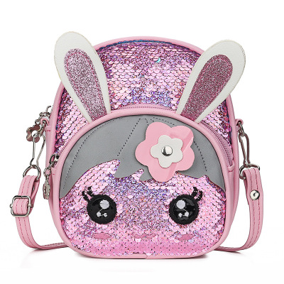 2019 Summer New Cartoon Rabbit Backpack Pu Sequined Embroidered Girls' Shoulder Backpack Crossbody Children