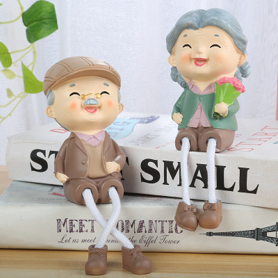 Grandpa and Grandma Retro Newlyweds Couple Room Living Room Decoration Hanging Doll Small Decoration Resin