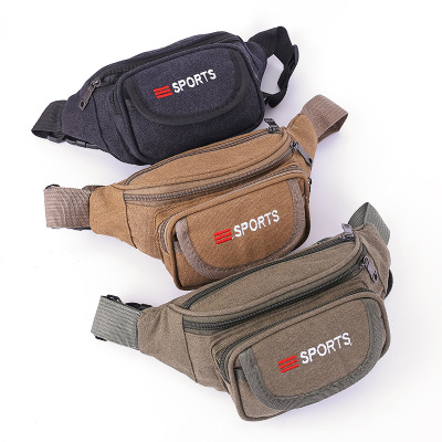 New Waist Bag Men's and Women's Multifunctional Multi-Layer Canvas Cash Register Business Bag Wear-Resistant Outdoor Sports Mobile Phone Bag Wallet