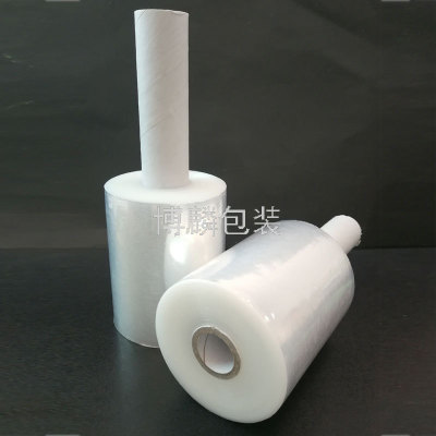Factory Direct Sales Small PE Tensile Membrane Wrapping Film with Handle Transparent Self-Adhesive Packaging Film Wire Film Customizable