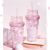 Girlwill Net Red Cute Cat Ear Plastic Cup Custom Cup with Straw Custom Gift Cup Creative Glass Female