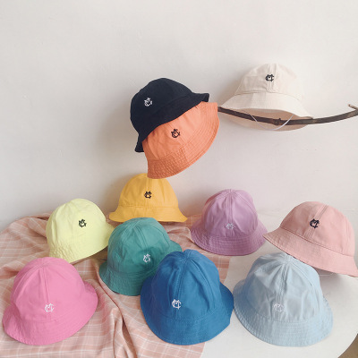 New Candy Color Children's Bucket Hat Japanese Style Fresh Men's and Women's Baby Cotton Sun Hat Student's Hat