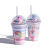 Girlwill Unicorn Plastic Water Bottle Cup with Straw Portable Bottle Cute Creative Gift Cup Customized for Children