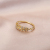 Promise Creative Fashion Diamond Set Hipster Leaf Ring Female Japanese and Korean Leaves Small Girl Open Ring Wholesale