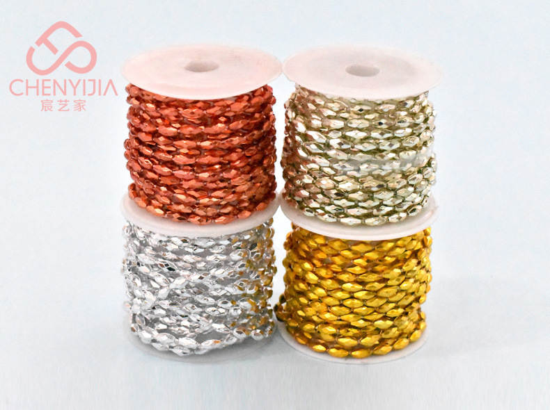 彩色线珠电镀连线珠链 圣诞狂欢节装饰品连线珠