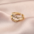Net Red Popular Simple Wave Geometric Lines Multi-Layer Open Ring Double Lightning Graphic Ring to Factory Direct Sales