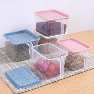Kitchen Transparent Food Frozen Sealed Jar Storage Jar with Handle Refrigerator Storage Box Drawer-Type Rectangular