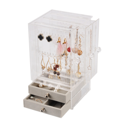 Acrylic Earrings Box Transparent Ear Stud Ring Bracelething Storage Box Dust-Proof Hanging Jewelry Showing Stand Plastic