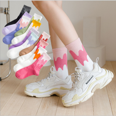 Socks in Stockings Women's Japanese Ins Tide Net Red Hot Ice Cream Bunching Socks Gradient Color Matching Stockings