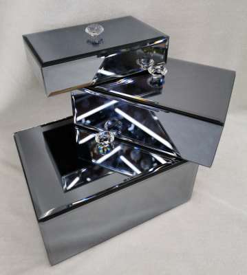 Glass Ornament Storage Box Flip Jewelry Box Home Storage Box Storage Box Three-Piece Set Can Order a Single Size Gray