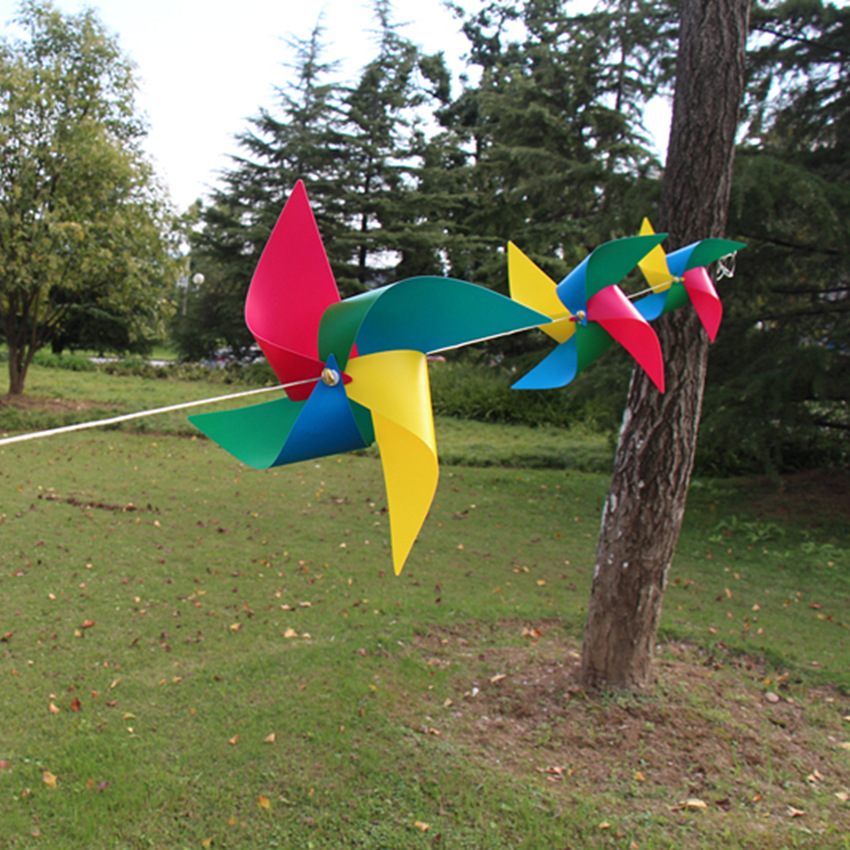 摄影道具四角风串塑料材质 创意风车串式幼儿园装饰工艺风车定制