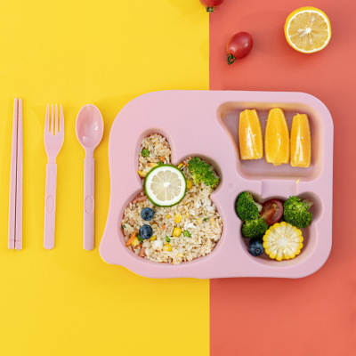 Eating Tray Breakfast Primary School Kindergarten Meal Tray Children's Dinner Plate Baby Cute Fast Food Compartments Plate