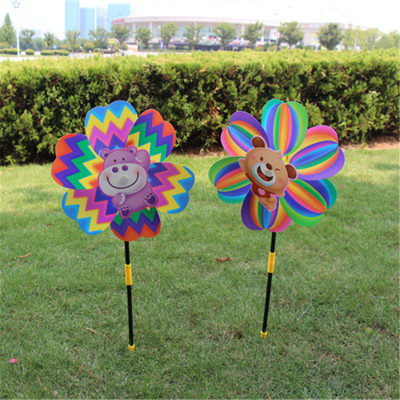 Children's Pinwheel Hot Sale School Activity Single Layer Spring Windmill Cartoon Plastic Small Windmill Stall Hot Sale