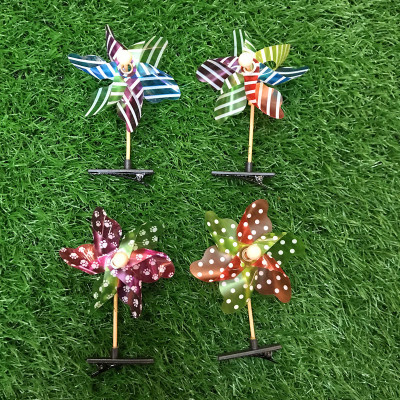 Kindergarten Windmill Hairpin Children Headwear Light-Emitting Hairpin Stall Windmill Small Hairpin Plastic Sell Germination Card