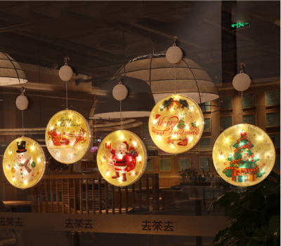Best-Selling New Type Color Painting Light Christmas Show Window Decoration Star Light Room Layout Sucker Battery Hanging Light