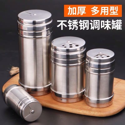 High Quality Stainless Steel Pepper Bottle Seasoning Bottle Seasoning Jar Rotating Porous Thickened with Cover Chili Powder Boxes for Barbecue